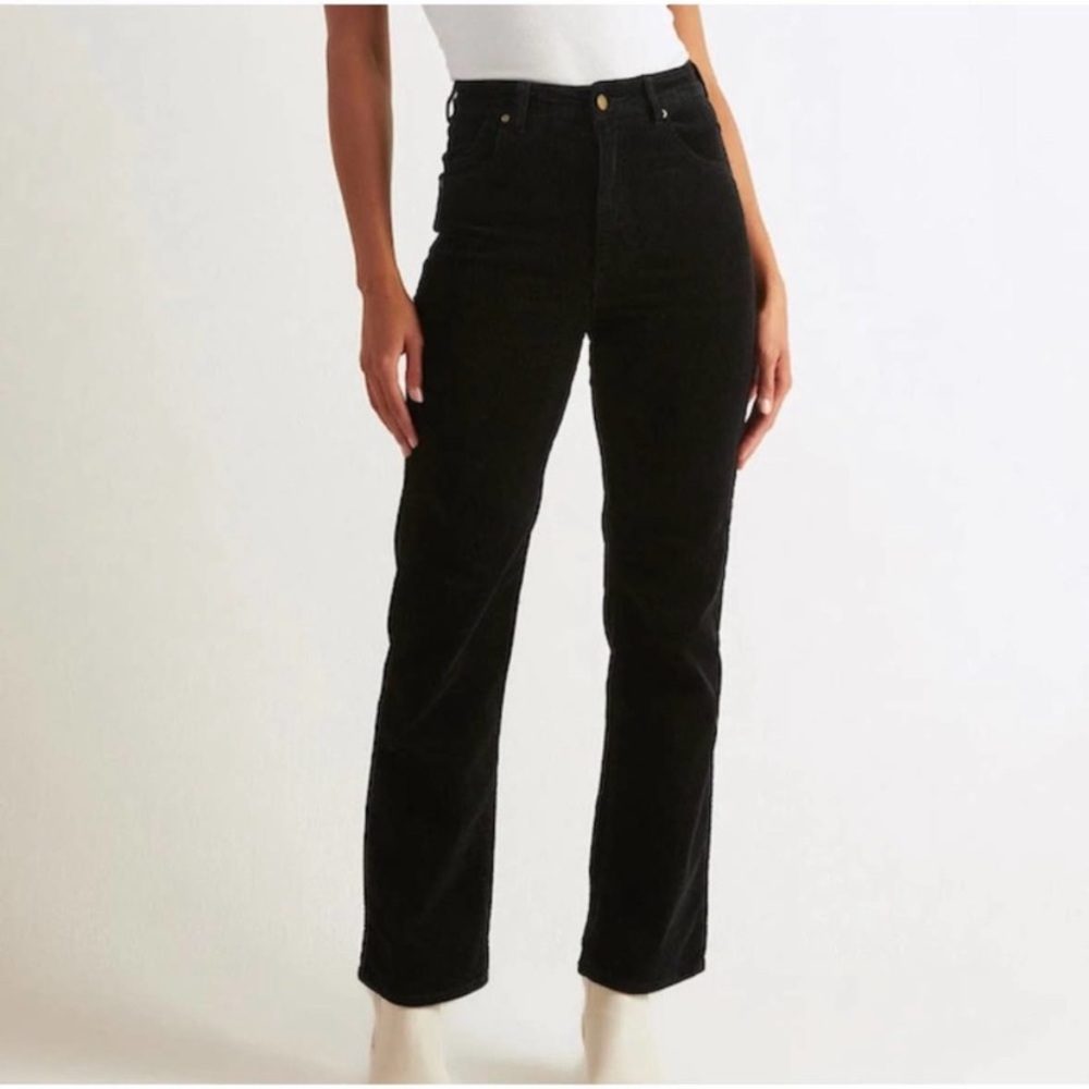 NWT Free People Rolla's Original High Rise Straight Fit Black Corduroy sz 28